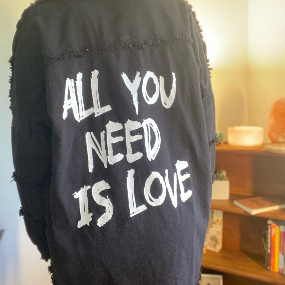 Black Graphic "All You Need Is Love" Women’s Jacket